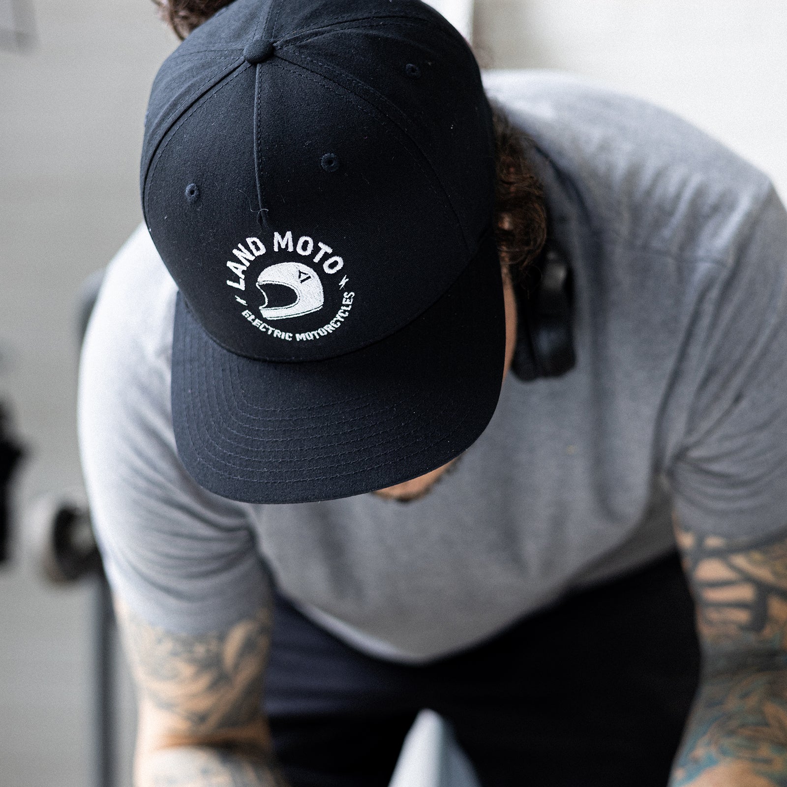 LAND Moto Flat Bill Snapback Hat